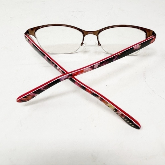 TED BAKER Eyeglass Frames D718 BRN Pink Floral Red Brown 140MM B:35 FOR FRAMES - Picture 6 of 13